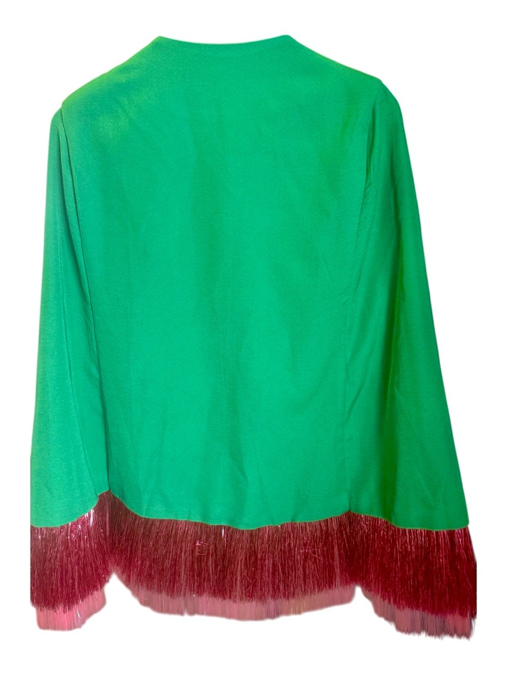 Cosmic Collective Blazer cape in green w/pink fringe - Picture 7 of 11